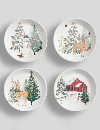 Oferta de Set de platos ensalada navideños Christmas in the Country de gres 4 piezas por $1199.2 en Pottery Barn