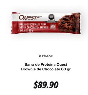 Oferta de Quest - Barra De Proteína Brownie De Chocolate por $89.9 en GNC