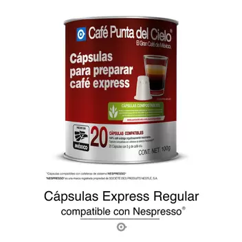 Oferta de 20 Cápsulas compatibles para preparar café express por $181 en Café punta del Cielo