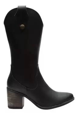 Oferta de Botas Vaqueras Mujer Hanna Negro Tacón Ancho Fareli por $61 en Fareli