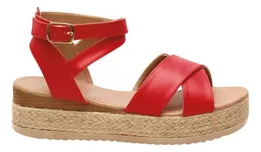 Oferta de Sandalias Dama Casual Plataforma Barbara Roja Fareli por $155 en Fareli