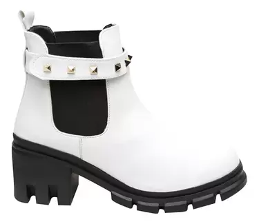 Oferta de Botas Botín Dama Casuales Tacón Mujer Brandy Blanco Fareli por $210 en Fareli
