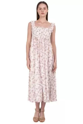 Oferta de Vestido maxi tejido elástico flores por $169 en Shasa