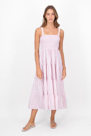 Oferta de Vestido maxi olanes rayas por $249 en Shasa