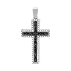 Oferta de CRUZ ORO BLANCO 14K CON 70 PUNTOS DE DIAMANTE BLANCO Y NEGRO por $28007 en Cristal Joyas