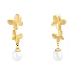 Oferta de ARETES MARIPOSA CON PERLA ORO 14K por $6896.25 en Cristal Joyas