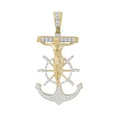 Oferta de DIJE ANCLA-CRUZ ORO BLANCO Y AMARLLO 14K CON DIAMANTE por $34485 en Cristal Joyas