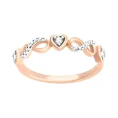 Oferta de ANILLO ORO ROSA CORAZON 14K CON 10 PUNTOS DE DIAMANTE por $10155 en Cristal Joyas