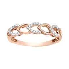 Oferta de ANILLO ORO ROSA CORAZONES 14K CON 10 PUNTOS DE DIAMANTE por $9430 en Cristal Joyas