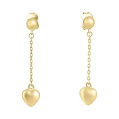 Oferta de ARETES LARGOS CORAZON ORO 14K por $3272 en Cristal Joyas