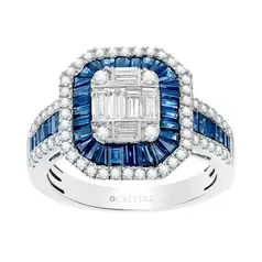 Oferta de ANILLO ORO BLANCO 14K CON 83 PUNTOS DE DIAMANTE Y 2.03 QUILATES DE ZAFIRO por $72838.5 en Cristal Joyas