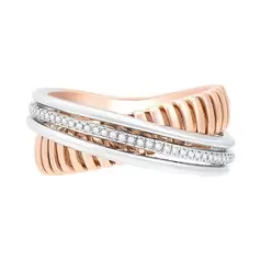 Oferta de ANILLO ORO BLANCO Y ROSA 14K CON 9 PUNTOS DE DIAMANTE por $27765.5 en Cristal Joyas