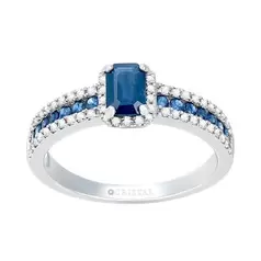 Oferta de ANILLO ORO BLANCO 14K CON 27 PUNTOS DE DIAMANTE Y 87 PUNTOS DE ZAFIRO por $27086.5 en Cristal Joyas