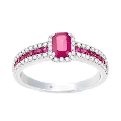 Oferta de ANILLO ORO BLANCO 14K CON 27 PUNTOS DE DIAMANTE Y 84 PUNTOS DE RUBI por $29701 en Cristal Joyas