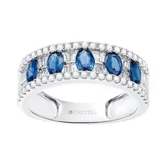 Oferta de ANILLO ORO BLANCO 14K CON 78 PUNTOS DE DIAMANTE Y 1.11 QUILATES DE ZAFIRO por $44394 en Cristal Joyas