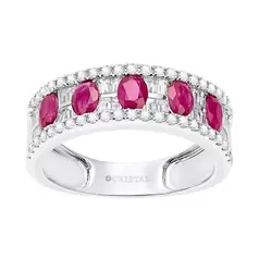 Oferta de ANILLO ORO BLANCO 14K CON 73 PUNTOS DE DIAMANTE Y 1.2 QUILATES DE RUBI por $45752 en Cristal Joyas