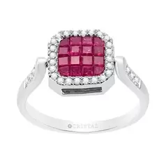 Oferta de ANILLO ORO BLANCO 14K CON 53 PUNTOS DE DIAMANTE Y 1.02 QUILATES DE RUBI por $38640 en Cristal Joyas