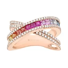 Oferta de ANILLO ORO ROSA 14K CON 59 PUNTOS DE DIAMANTE Y 1.63 QUILATES DE ZAFIRO por $44341.5 en Cristal Joyas