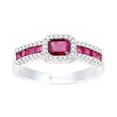 Oferta de ANILLO ORO BLANCO 14K CON 18 PUNTOS DE DIAMANTE Y 1.03 QUILATES DE RUBI por $25413.5 en Cristal Joyas