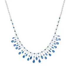Oferta de GARGANTILLA ORO BLANCO 14K CON 85 PUNTOS DE DIAMANTE Y 5.43 QUILATES DE ZAFIRO por $105882 en Cristal Joyas
