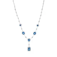 Oferta de GARGANTILLA ORO BLANCO 14K CON 51 PUNTOS DE DIAMANTE Y 2.12 QUILATES DE ZAFIRO por $68288.5 en Cristal Joyas