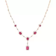 Oferta de GARGANTILLA ORO ROSA 14K CON 51 PUNTOS DE DIAMANTE Y 1.98 QUILATES DE RUBI por $71008 en Cristal Joyas