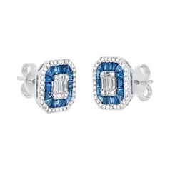 Oferta de ARETES ORO BLANCO 14K CON 47 PUNTOS DE DIAMANTE Y 1.33 QUILATES DE ZAFIRO por $69545 en Cristal Joyas
