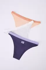 Oferta de Pack 3 panties brasileños algodón gris, morado y naranja por $379 en Women'Secret