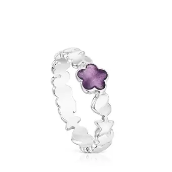 Oferta de Anillo de plata y amatista flor Bold Motif por $1350 en Tous