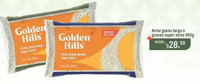 Oferta de Golden Hills - Arroz Grano Largo O Grueso Super Extra por $28.9 en La Comer