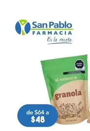 Oferta de Al Natural - Granola 100% Natural por $48 en Farmacia San Pablo