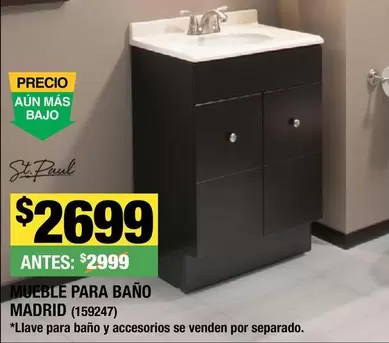 Oferta de St. Paul - Mueble Para Baño Madrid por $2699 en The Home Depot