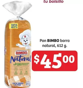 Oferta de Natural - Bimbo - Pan Barra por $45 en Soriana Híper