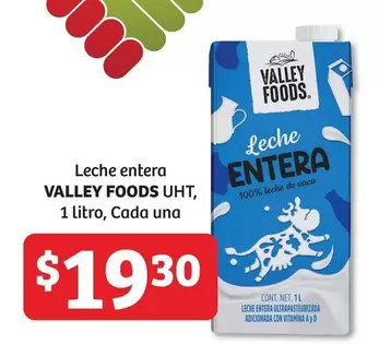 Oferta de Valley Foods - Valley - Leche Entera Foods UHT por $19.3 en Soriana Híper