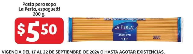 Oferta de La Perla - Pasta Para Sopa por $5.5 en Soriana Híper