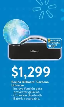 Oferta de Bocina Billboard' Carbono por $1299 en Walmart