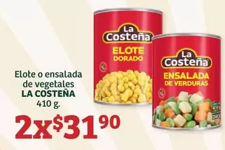 Oferta de La Costeña - Elote O Ensalada De Vegetales por $31.9 en Soriana Híper