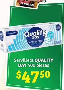 Oferta de Quality Day - Servilleta  400 Piezas por $47.5 en Soriana Híper