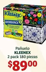 Oferta de Kleenex - Pañuelo 2 Pack 180 Piezas por $89 en Soriana Híper