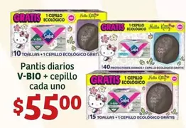 Oferta de Saba - V-Bio - Pantis Diarios + Cepillo Cada Uno por $55 en Soriana Híper