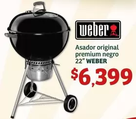 Oferta de Weber - Asador Original Premium Negro 22" por $6399 en Soriana Híper