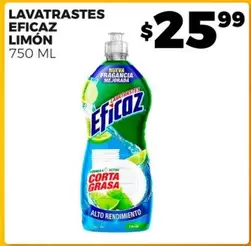 Oferta de Eficaz - Lavatrastes Limón por $25.99 en Merco