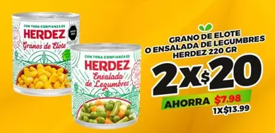 Oferta de Herdez - Grano De Elote O Ensalada De Legumbres por $13.99 en Merco