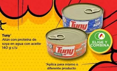 Oferta de Tuny - Atun Con Proteína De Soya En Agua Con Aceite en Bodega Aurrera