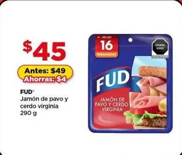 Oferta de Fud - Jamón De Pavo Y Cerdo Virginia por $45 en Bodega Aurrera