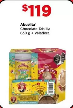 Oferta de Abuelita - Chocolate Tablilla 630 G + Veladora por $119 en Bodega Aurrera