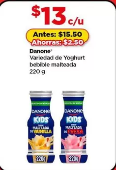 Oferta de Danone - Variedad De Yoghurt Bebible Malteada por $13 en Bodega Aurrera