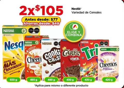 Oferta de Nestlé - Variedad De Cereales por $105 en Bodega Aurrera