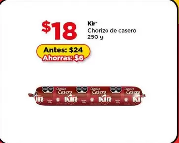 Oferta de Casero - Kir - Chorizo De por $18 en Bodega Aurrera