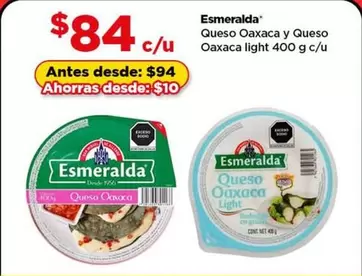 Oferta de Esmeralda - Queso Oaxaca Y Queso Oaxaca Light por $84 en Bodega Aurrera